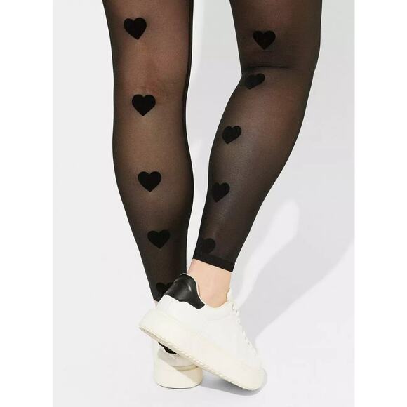 NWT Torrid Full Length Signature Mesh Flocked Black Leggings Plus Size: 6X (30) - Picture 2 of 3